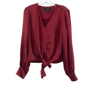 Karen Kane USA Vintage Women's Long Sleeve Red Tied Waist Blouse Size S Preowned